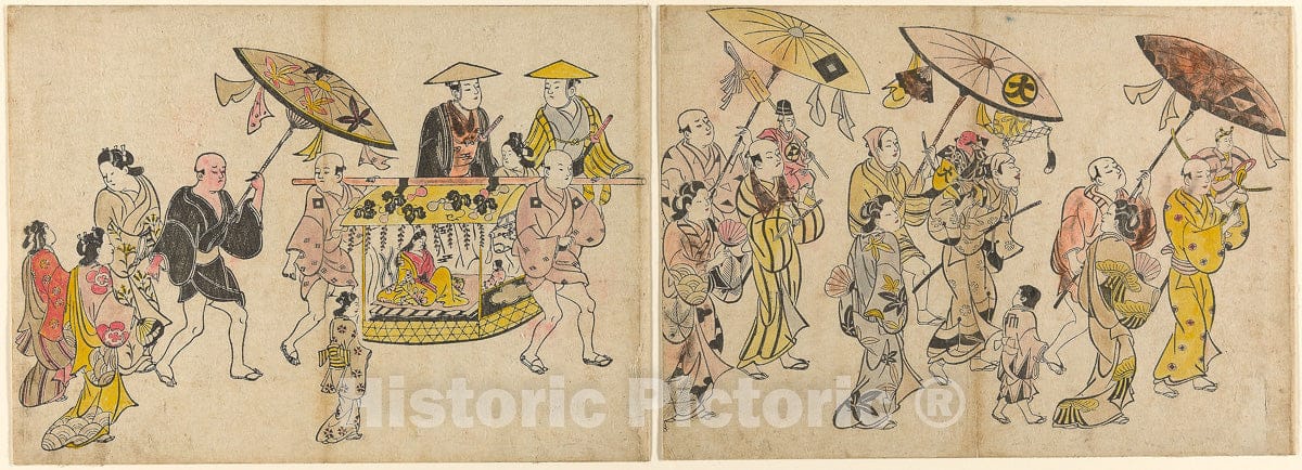 Art Print : Parade of the Puppets, Okumura Masanobu, c 1695, Vintage Wall Decor :