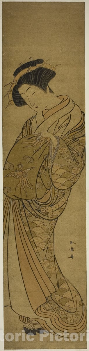 Art Print : A Courtesan of the Matsubaya, Katsukawa Shunsho, c 1776, Vintage Wall Decor :