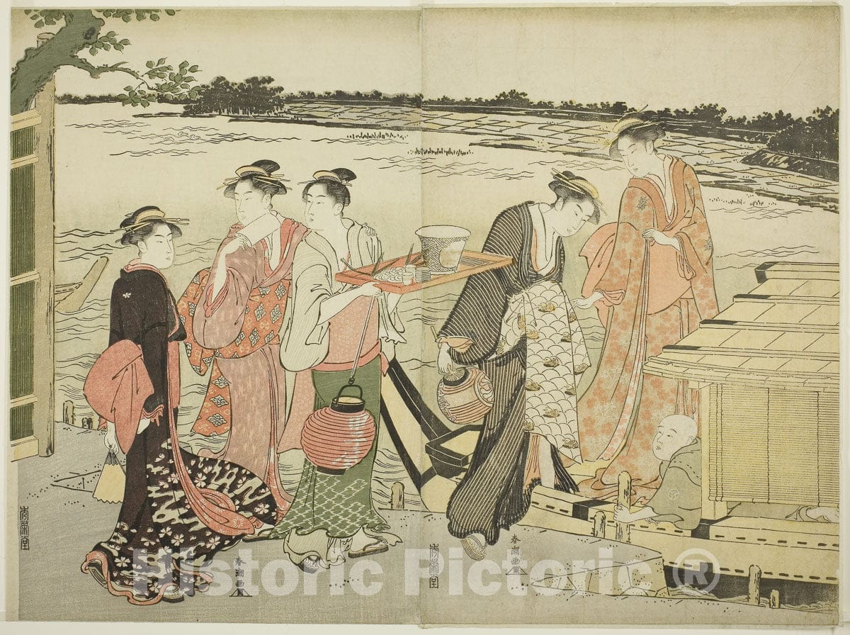 Art Print : Women Boarding a Pleasure Boat, Katsukawa ShunchÃ´, c 1784, Vintage Wall Decor :