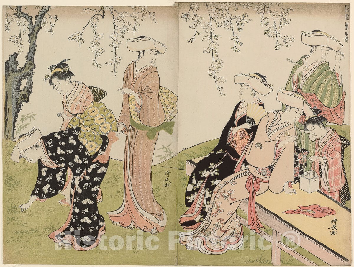 Art Print : An Outing in Spring, from the series A Brocade of Eastern Manners (Fuzoku azuma no nishiki), Torii Kiyonaga, c 1783, Vintage Wall Decor :