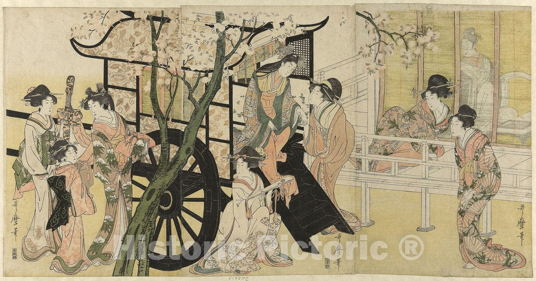 Art Print : An Imperial Carriage, Kitagawa Utamaro, c 1802, Vintage Wall Decor :