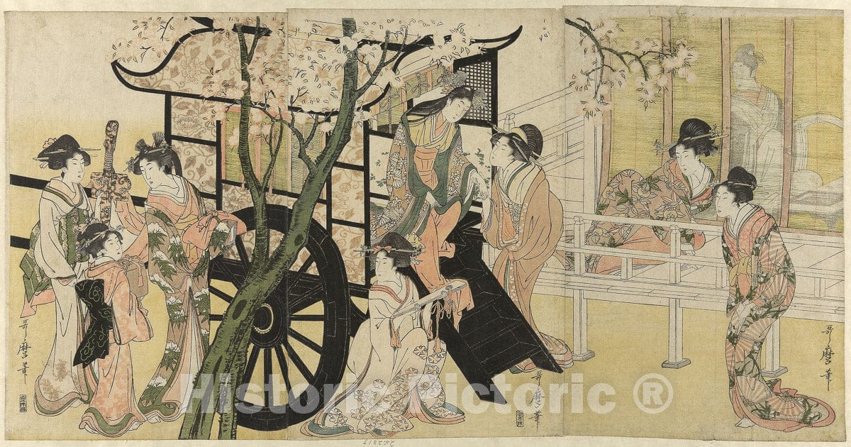 Art Print : An Imperial Carriage, Kitagawa Utamaro, c 1802, Vintage Wall Decor :