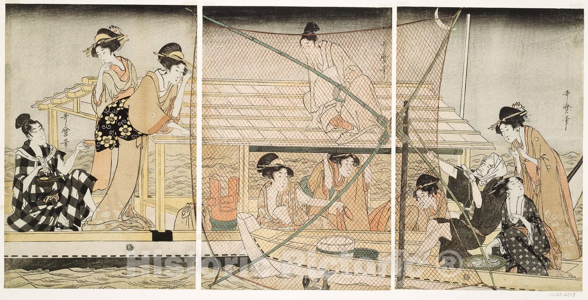 Art Print : The Scoop-Net, Kitagawa Utamaro, c 1801, Vintage Wall Decor :