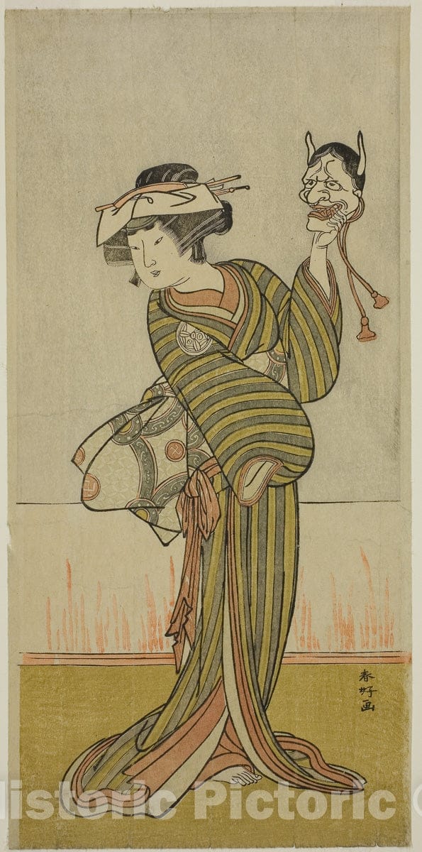 Art Print : The Actor Yamashita Kinsaku II in an Unidentified Role, Katsukawa Shunko I, c 1776, Vintage Wall Decor :