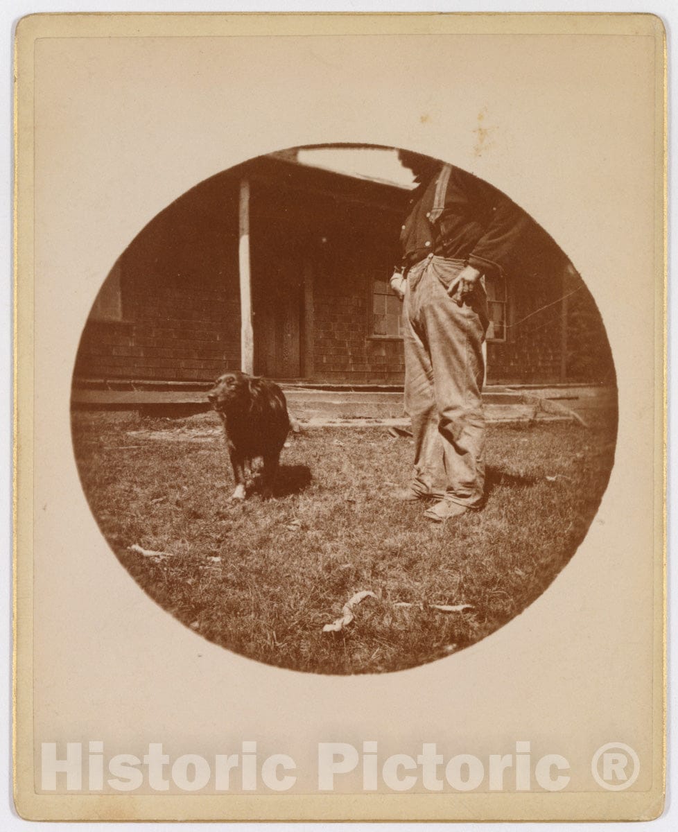 Photo Print : Snapshot: Dog and Man : Vintage Wall Art