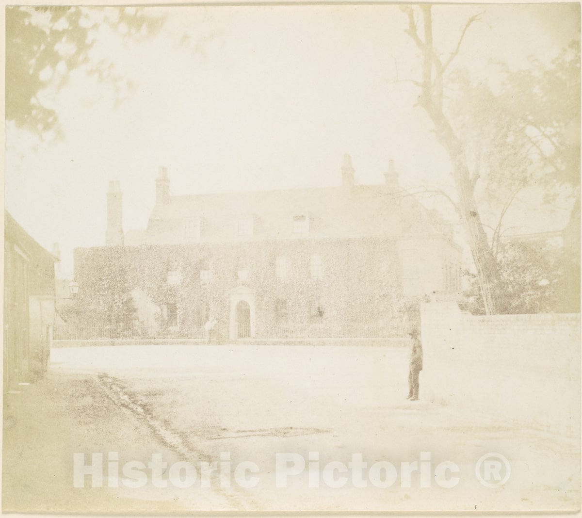 Photo Print : Man in Courtyard Before House : Vintage Wall Art