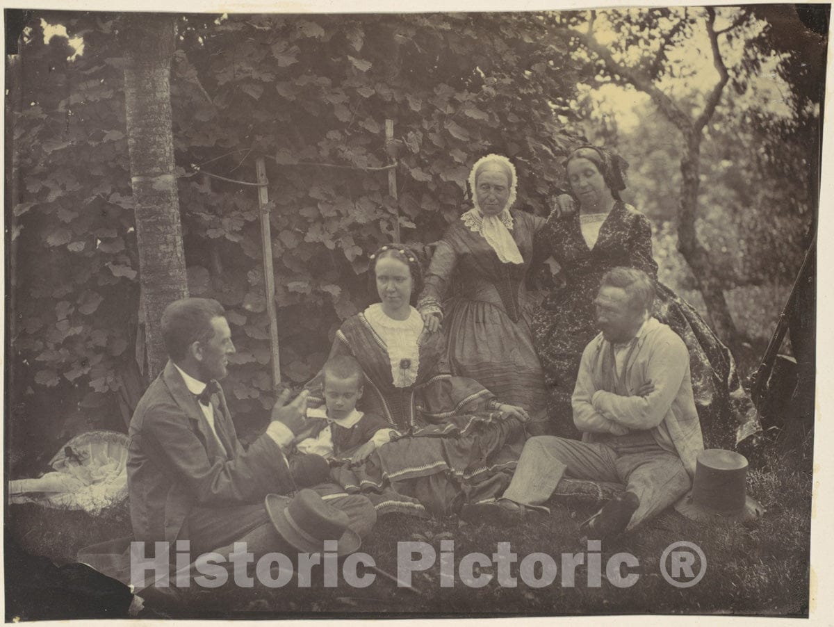 Photo Print : Franz Antoine - Three Women,Two Men, and a Child on a Picnic : Vintage Wall Art
