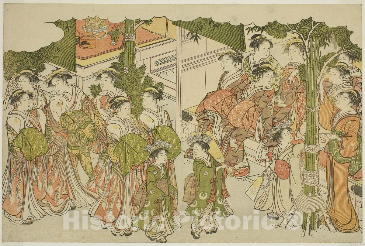Art Print : The First Garments of the New Year (Kiso hajime), Torii Kiyonaga, c 1782, Vintage Wall Decor :