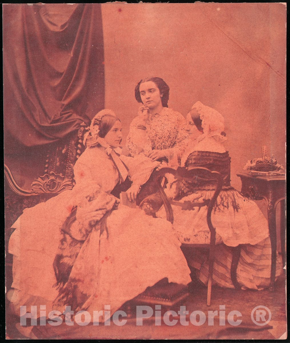 Photo Print : Three Claudet Family Women Seated in Studio : Vintage Wall Art