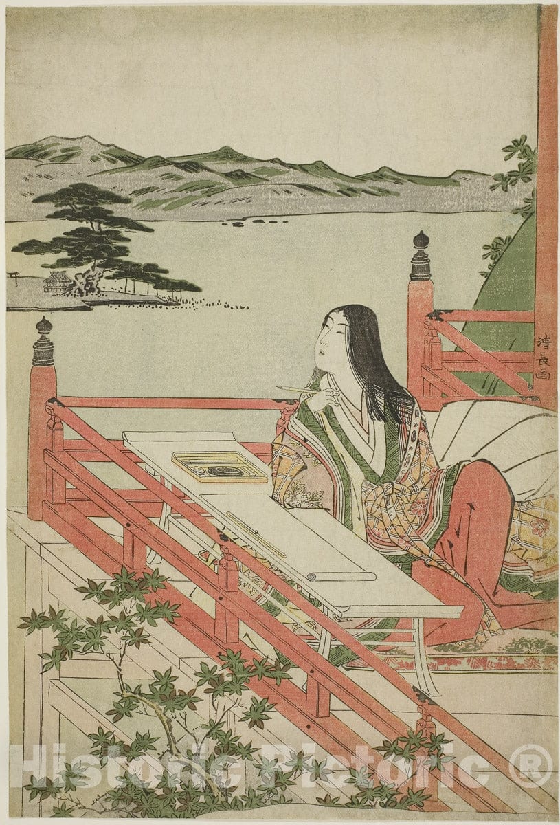 Art Print : Murasaki Shikibu, Torii Kiyonaga, c 1784, Vintage Wall Decor :