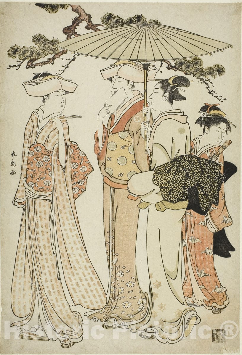 Art Print : Out for a Walk, Katsukawa ShunchÃ´, c 1791, Vintage Wall Decor :