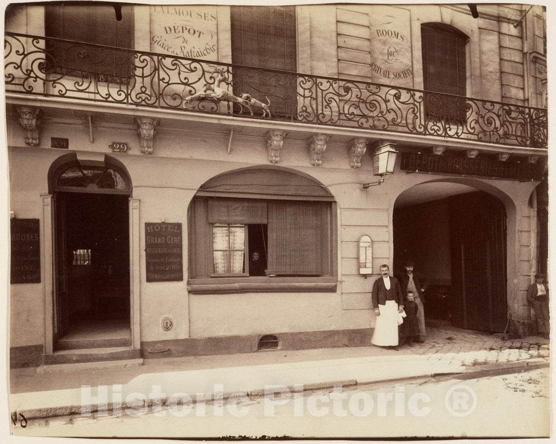 Photo Print : Eugène Atget - St. Denis, Ancien Relais de la Poste d'Ecouen, Hôtel du Grand Cerf : Vintage Wall Art