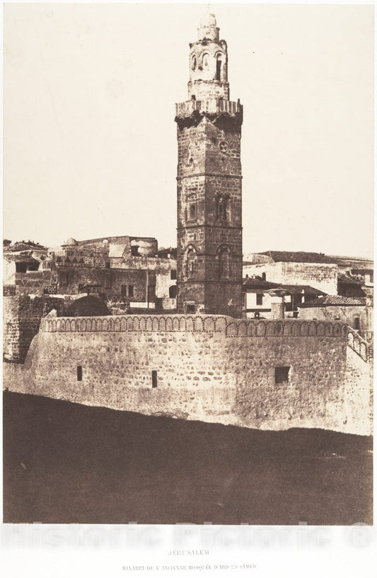 Photo Print : Auguste Salzmann - Jérusalem, Minaret de l'ancienne mosquée d'Abd-ES-Samed : Vintage Wall Art
