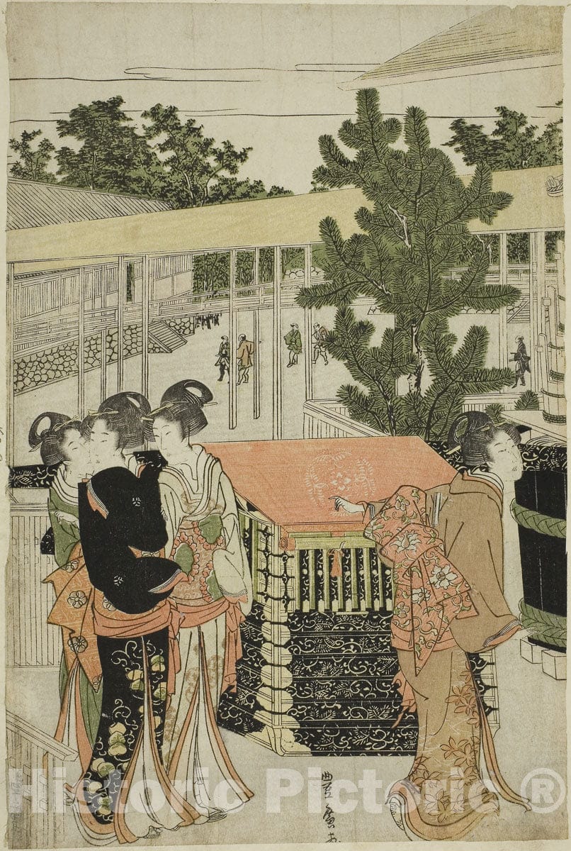 Art Print : New Years Pilgrimage to Myohoji Temple in Horinouchi (Horinouchi Myohoji eho mairi no zu), Utagawa Toyohiro, c 1807, Vintage Wall Decor :