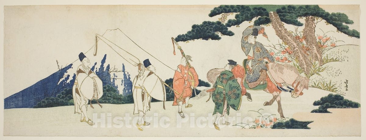 Art Print : The Eastern Journey of the Celebrated Poet Ariwara no Narihira, Katsushika Hokusai, c 1806, Vintage Wall Decor :