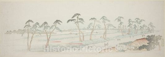 Art Print : Takada Riding Grounds (Takada baba), from the series "Thirteen Views of the Environs of Edo", Utagawa Hiroshige, c 1841, Vintage Wall Decor :