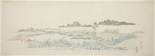 Art Print : Hagi Temple (Hagidera), from the series "Thirteen Views of the Environs of Edo", Utagawa Hiroshige, c 1840, Vintage Wall Decor :