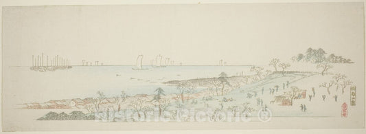 Art Print : View of Goten Hill (Gotenyama no zu), from the series "Thirteen Views of the Environs of Edo", Utagawa Hiroshige, c 1841, Vintage Wall Decor :