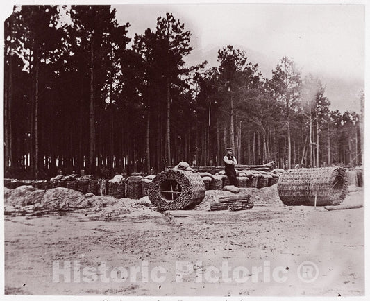 Photo Print : Timothy H. O'sullivan - Gabions in Engineers' Camp, Petersburg : Vintage Wall Art