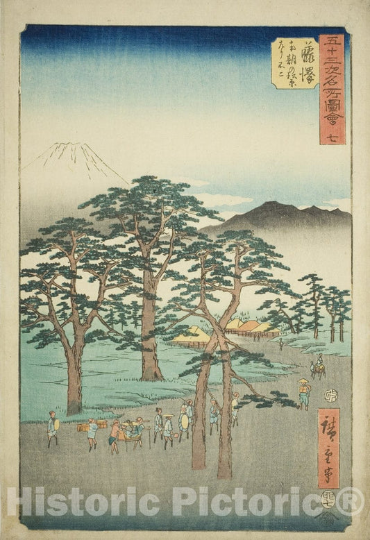 Art Print : Fujisawa: Mount Fuji on the Left , Utagawa Hiroshige, c 1855, Vintage Wall Decor :
