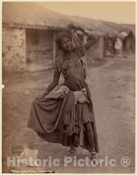 Photo Print : E. Taurines - A Gypsy Dancing-Girl, Kathiawar : Vintage Wall Art