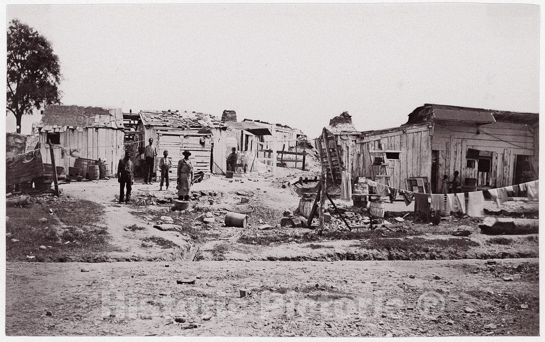 Photo Print : Formerly Mathew B. Brady - Encampment with Shacks and Laundry. Brady Album, p. 129 : Vintage Wall Art