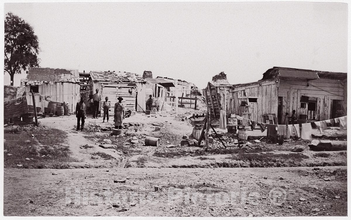 Photo Print : Formerly Mathew B. Brady - Encampment with Shacks and Laundry. Brady Album, p. 129 : Vintage Wall Art