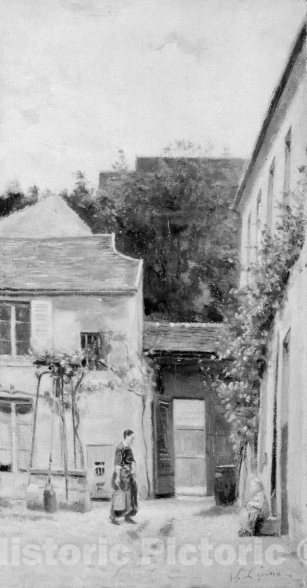 Art Print : The Courtyard, Stanislas Lepine, c 1875, Vintage Wall Decor :