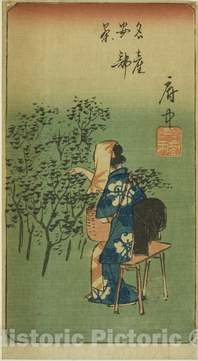 Art Print : Fuchu, section of sheet no. five from the series "Cutouts of the Fifty-three Stations (Gojusan tsugi harimaze)", Utagawa Hiroshige, c 18five1, Vintage Wall Decor :