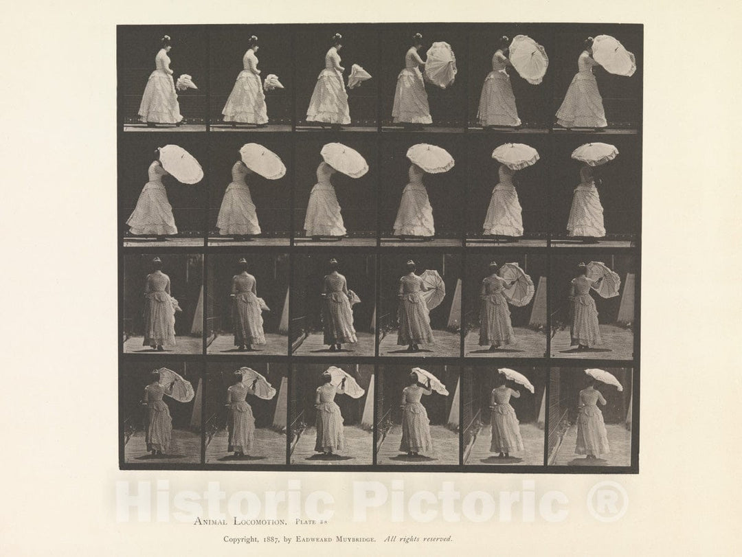 Photo Print : Eadweard Muybridge - Woman Opening Parasol : Vintage Wall Art