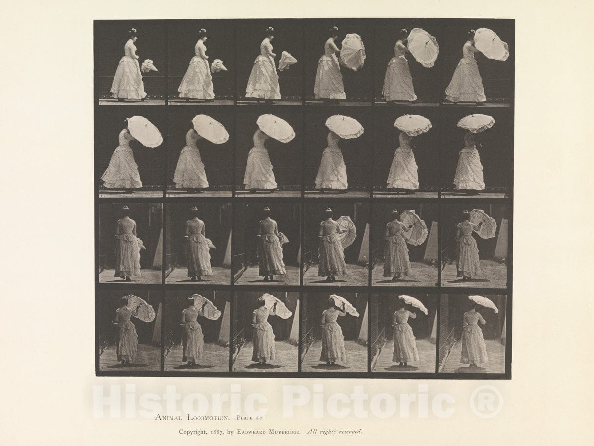 Photo Print : Eadweard Muybridge - Woman Opening Parasol : Vintage Wall Art