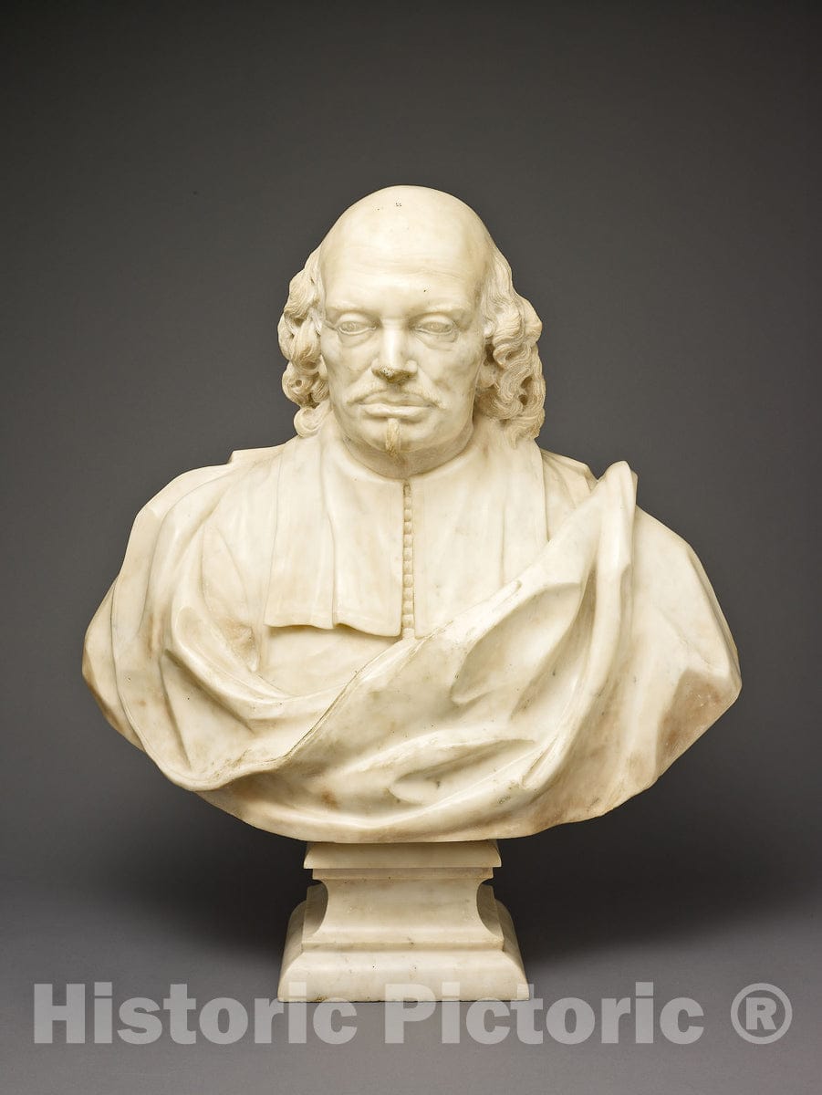 Art Print : Bust of Giovanni Battista de Luca, Bernardo Fioriti, c 50, Vintage Wall Decor :