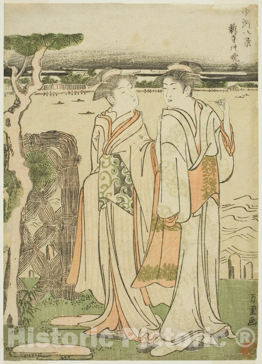 Art Print : Evening bell at Mii Temple, Katsushika Hokusai, c 1917, Vintage Wall Decor :
