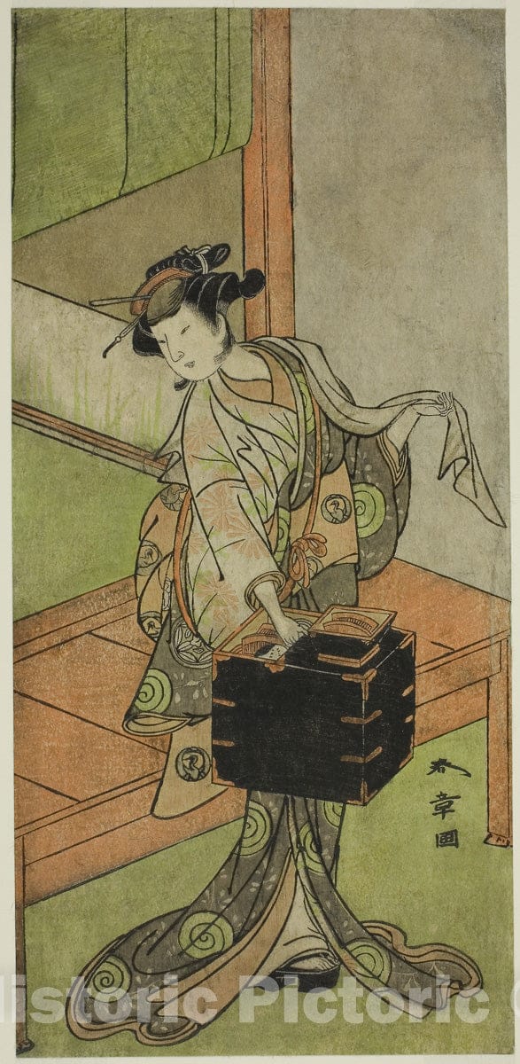 Art Print : Kosode-gura no Tekubari v2, Katsukawa Shunsho, c 1775, Vintage Wall Decor :
