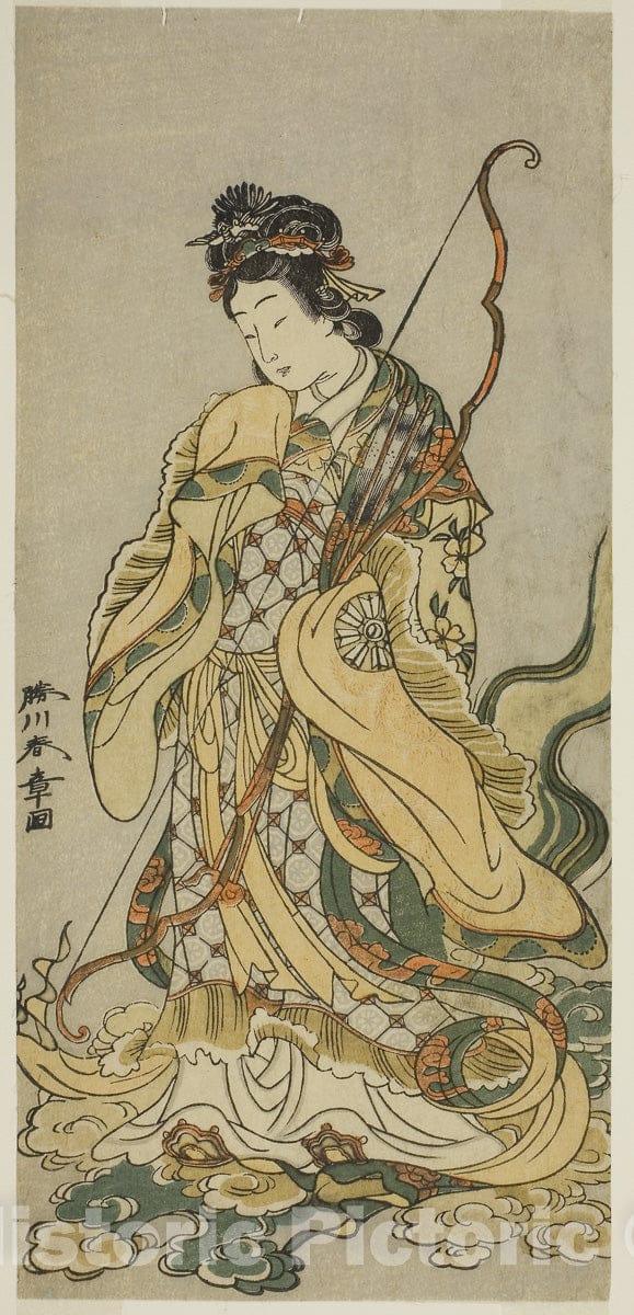 Art Print : Onno Aruji Hatsuyuki no Sekai, Katsukawa Shunsho, c 1765, Vintage Wall Decor :