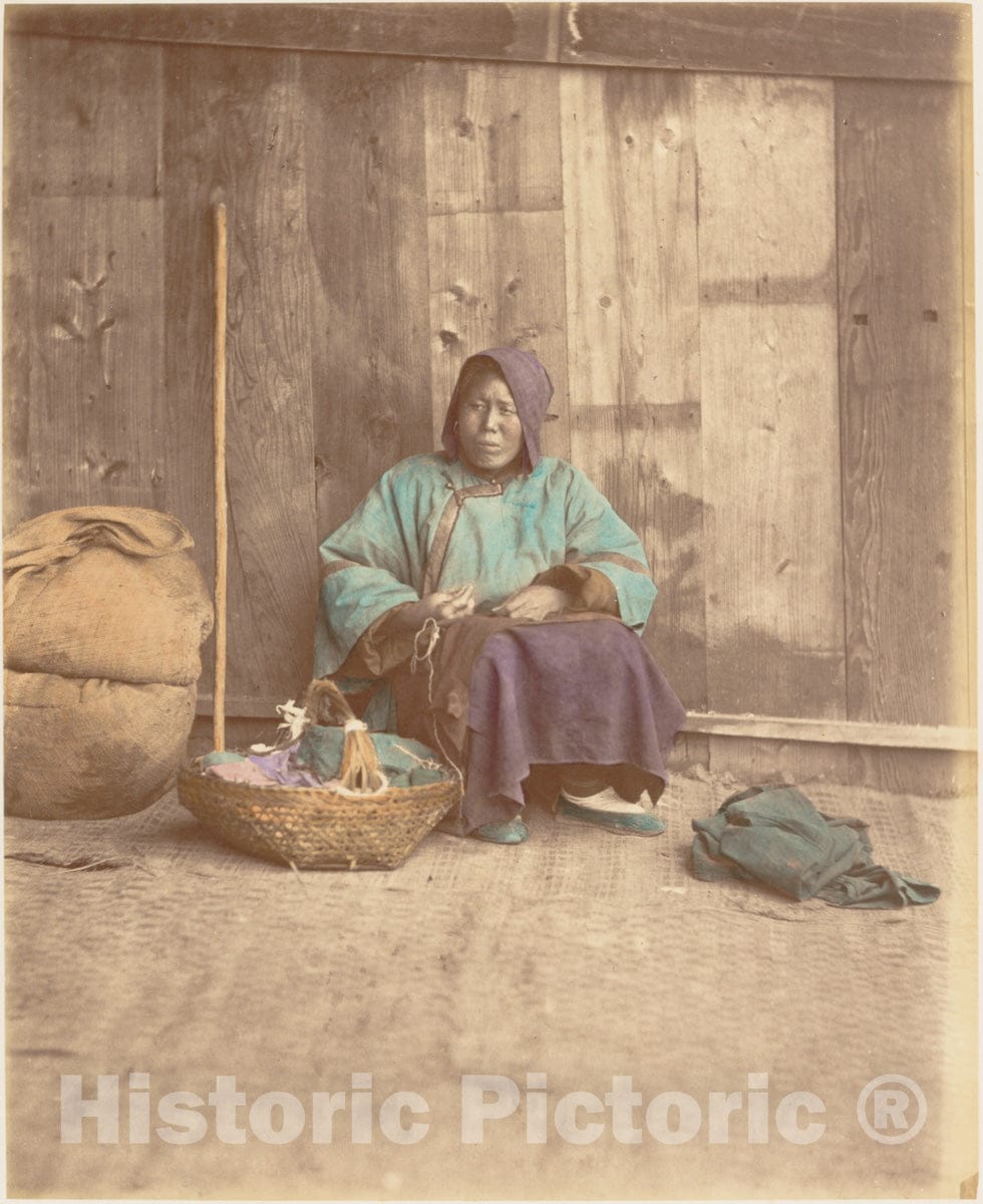 Photo Print : Raimund von Stillfried - Chinese Woman Sitting with Basket : Vintage Wall Art