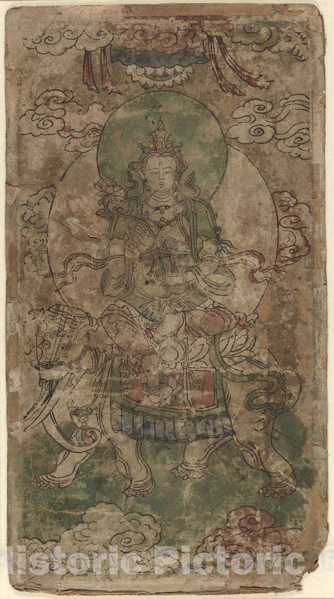 Art Print : Puxian, the Bodhisattva of Benevolence, Artist unknown, c 1501, Vintage Wall Decor :