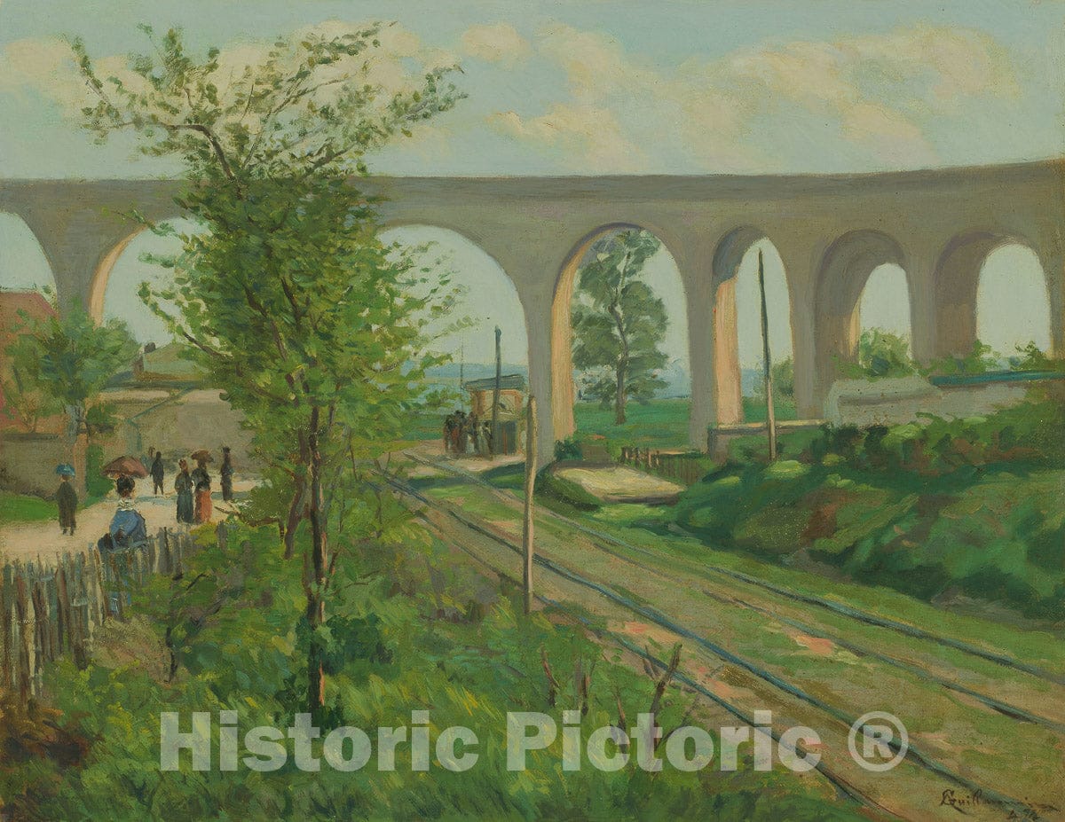 Art Print : The Arcueil Aqueduct at Sceaux Railroad Crossing, Jean Baptiste Armand Guillaumin, c 1652, Vintage Wall Decor :