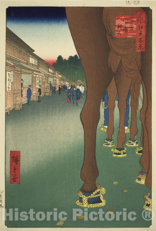 Art Print : Naito Shinjuku at Yotsuya , from Â“One Hundred Famous Views of Edo , Utagawa Hiroshige, c 1852, Vintage Wall Decor :