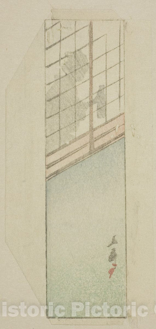 Art Print : Envelope of woman behind sliding screens, Utagawa Hiroshige, c 1767, Vintage Wall Decor :