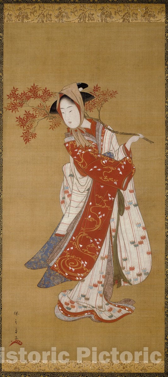Art Print : Dancer with a Maple Branch, Katsukawa Shunsho, c 1979, Vintage Wall Decor :