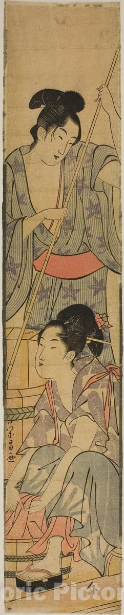 Art Print : Washing Clothes, Chokosai Eisho, c 1775, Vintage Wall Decor :