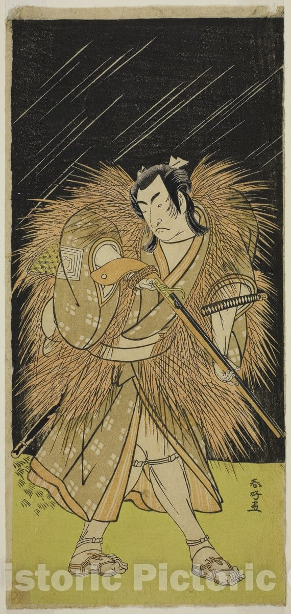 Art Print : Kanadehon Chushin Najori no Kura, Katsukawa Shunko I, c 1769, Vintage Wall Decor :