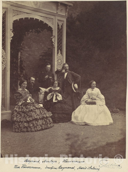 Photo Print : Franz Antoine - Portrait of Three Women and Men in a Garden : Vintage Wall Art