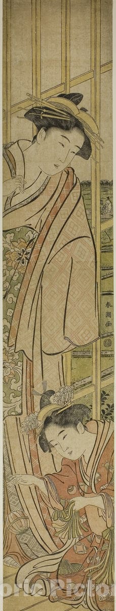 Art Print : Playing Temari, Katsukawa ShunchÃ´, c 1766, Vintage Wall Decor :