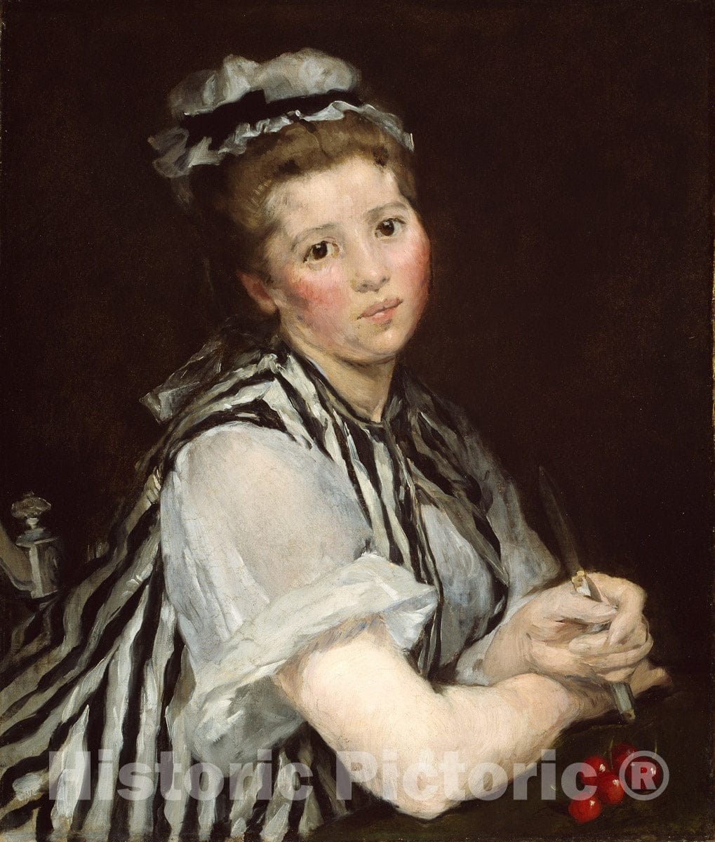 Art Print : Girl with Cherries, Eva GonzalÃ¨s, c 1885, Vintage Wall Decor :