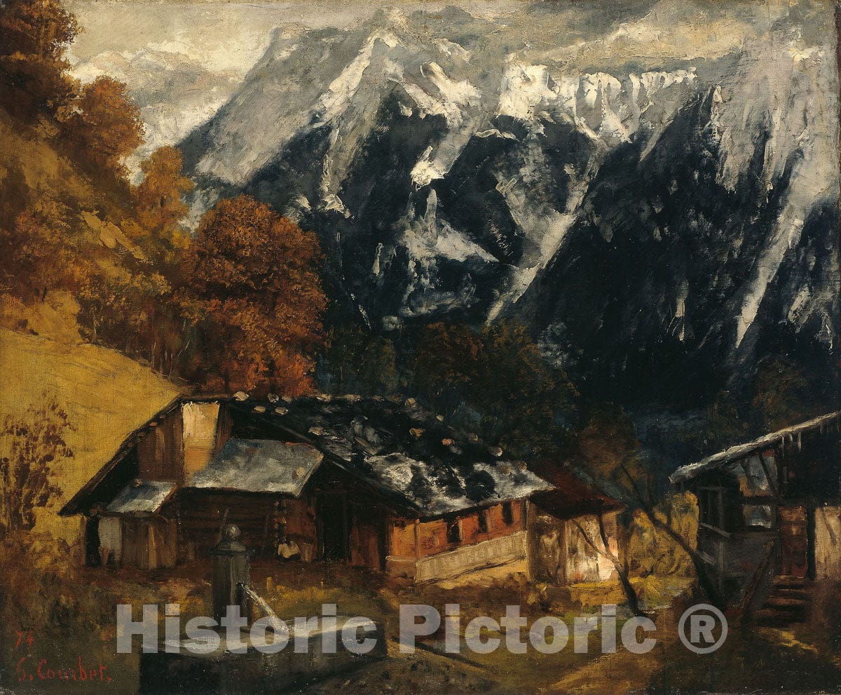 Art Print : An Alpine Scene, Gustave Courbet, c 1810, Vintage Wall Decor :