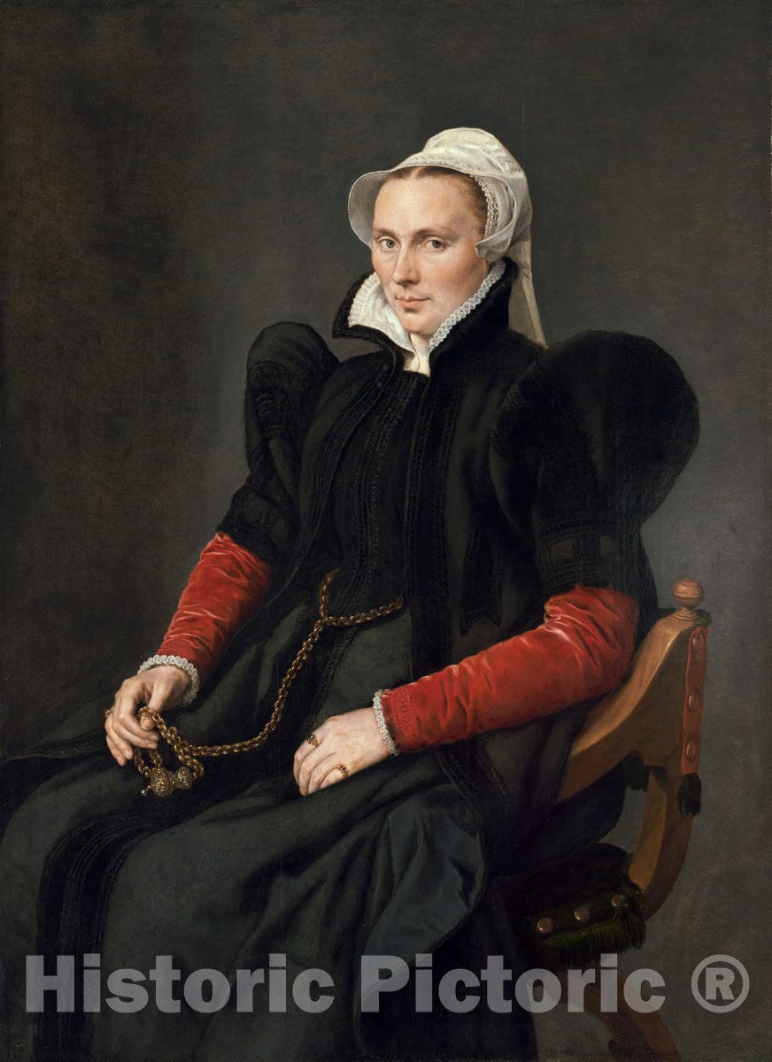 Art Print : Portrait of a Seated Woman, Anthonis Mor, c 1919, Vintage Wall Decor :