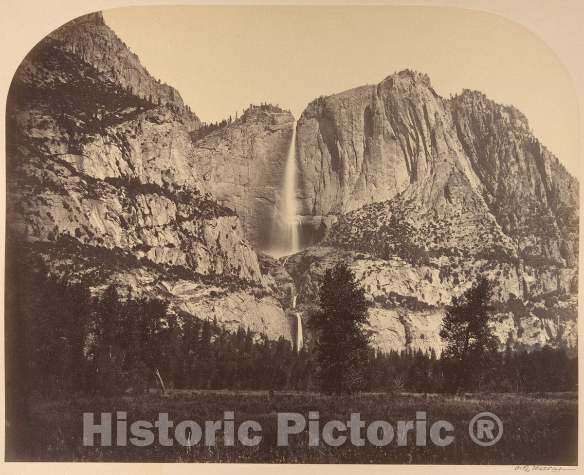 Photo Print : Carleton E. Watkins - 2637 Ft. Yosemite Fall, Front View : Vintage Wall Art