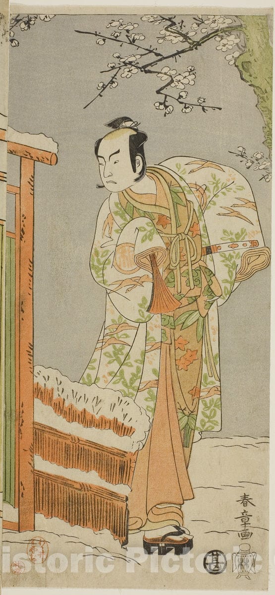 Art Print : Cotton Wadding of Izu Protecting the Matrimonial Chrysanthemums (Myoto-giku Izu no Kisewata),  v1, Katsukawa Shunsho, c 1792, Vintage Wall Decor :